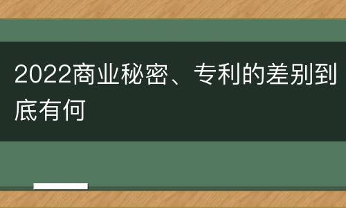 2022商业秘密、专利的差别到底有何