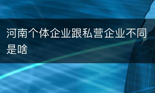 河南个体企业跟私营企业不同是啥