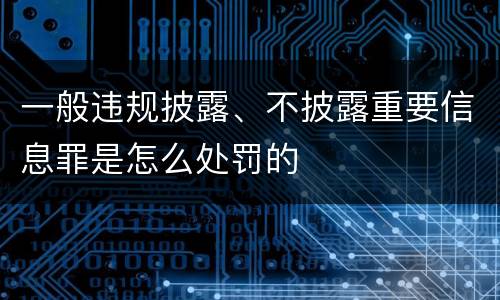 一般违规披露、不披露重要信息罪是怎么处罚的