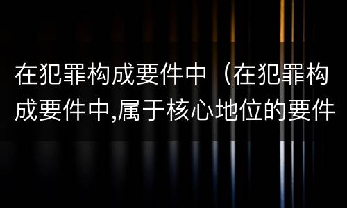 在犯罪构成要件中（在犯罪构成要件中,属于核心地位的要件是）