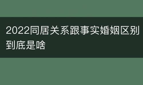2022同居关系跟事实婚姻区别到底是啥