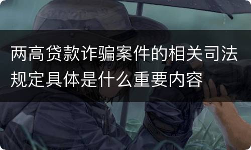 两高贷款诈骗案件的相关司法规定具体是什么重要内容