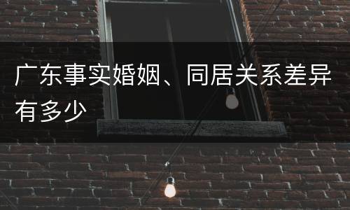 广东事实婚姻、同居关系差异有多少
