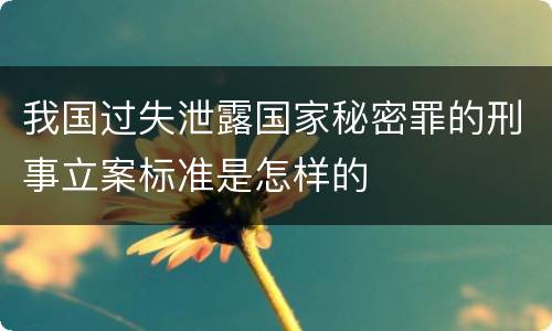 我国过失泄露国家秘密罪的刑事立案标准是怎样的
