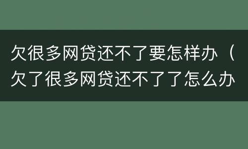 欠很多网贷还不了要怎样办（欠了很多网贷还不了了怎么办）
