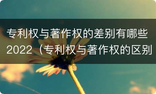 专利权与著作权的差别有哪些2022（专利权与著作权的区别）
