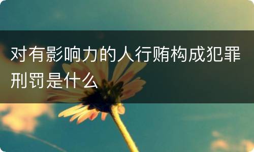 对有影响力的人行贿构成犯罪刑罚是什么