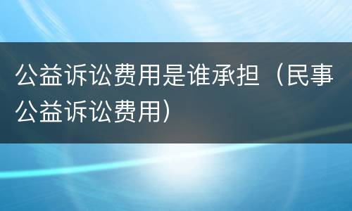 公益诉讼费用是谁承担（民事公益诉讼费用）