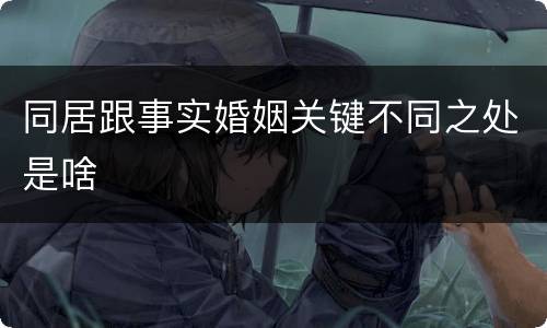 同居跟事实婚姻关键不同之处是啥