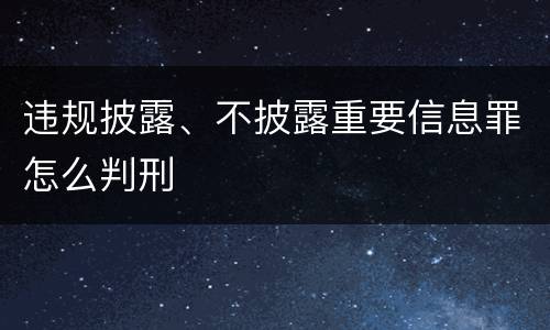 违规披露、不披露重要信息罪怎么判刑