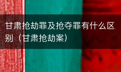 甘肃抢劫罪及抢夺罪有什么区别（甘肃抢劫案）