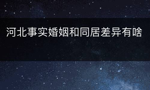 河北事实婚姻和同居差异有啥
