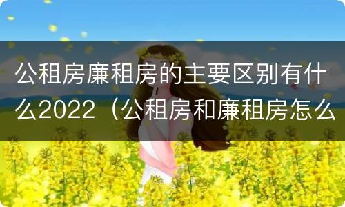 公租房廉租房的主要区别有什么2022（公租房和廉租房怎么收费）