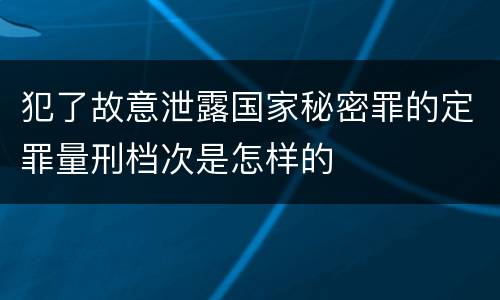 犯了故意泄露国家秘密罪的定罪量刑档次是怎样的