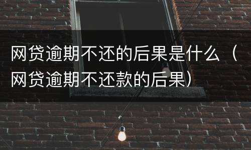 网贷逾期不还的后果是什么（网贷逾期不还款的后果）