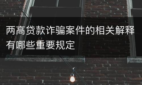 两高贷款诈骗案件的相关解释有哪些重要规定