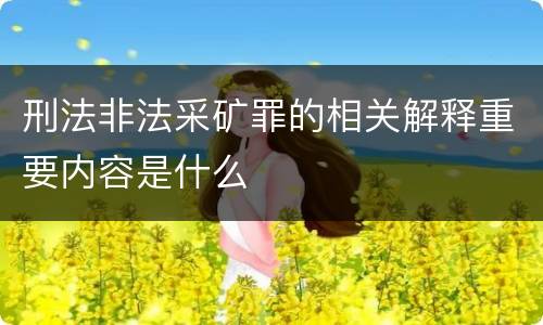 刑法非法采矿罪的相关解释重要内容是什么
