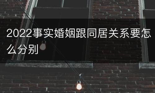 2022事实婚姻跟同居关系要怎么分别