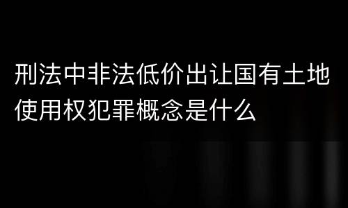 刑法中非法低价出让国有土地使用权犯罪概念是什么
