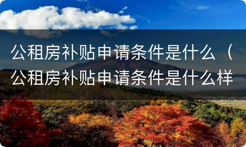 公租房补贴申请条件是什么（公租房补贴申请条件是什么样的）