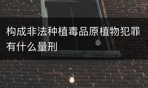 构成非法种植毒品原植物犯罪有什么量刑