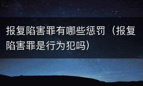 报复陷害罪有哪些惩罚（报复陷害罪是行为犯吗）