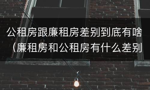 公租房跟廉租房差别到底有啥（廉租房和公租房有什么差别）