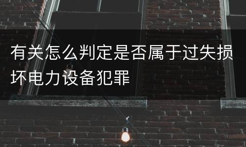 有关怎么判定是否属于过失损坏电力设备犯罪