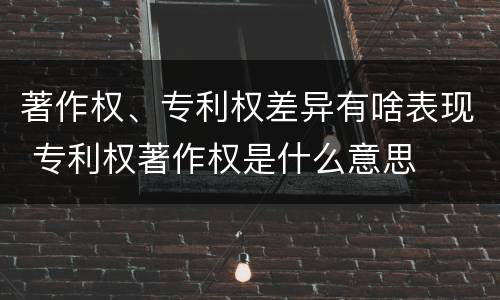 著作权、专利权差异有啥表现 专利权著作权是什么意思
