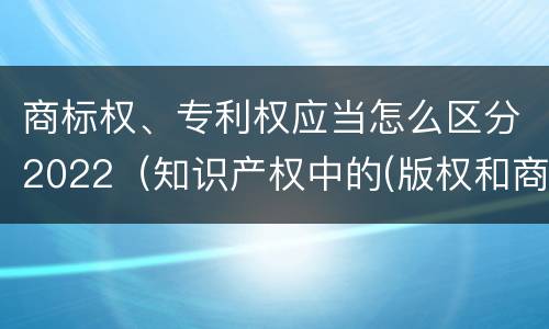 商标权、专利权应当怎么区分2022（知识产权中的(版权和商标权与标准）