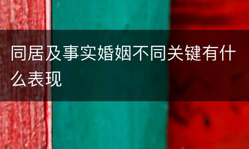 同居及事实婚姻不同关键有什么表现