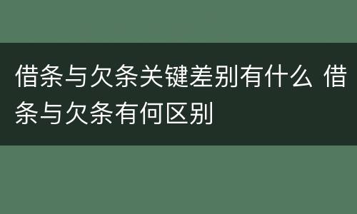 借条与欠条关键差别有什么 借条与欠条有何区别