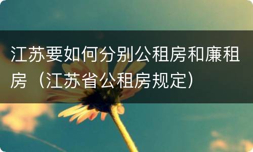 江苏要如何分别公租房和廉租房（江苏省公租房规定）