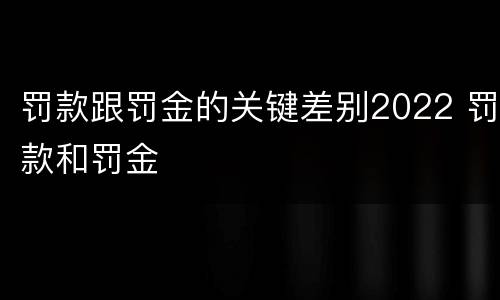 罚款跟罚金的关键差别2022 罚款和罚金