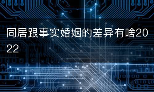 同居跟事实婚姻的差异有啥2022