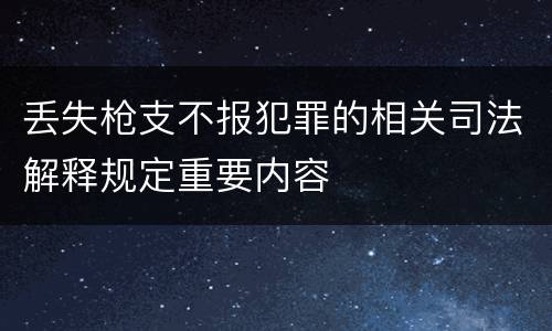 丢失枪支不报犯罪的相关司法解释规定重要内容