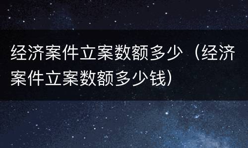 经济案件立案数额多少（经济案件立案数额多少钱）