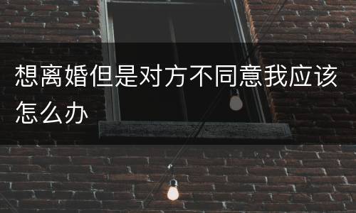 想离婚但是对方不同意我应该怎么办