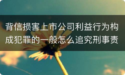 背信损害上市公司利益行为构成犯罪的一般怎么追究刑事责任