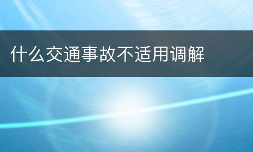 什么交通事故不适用调解