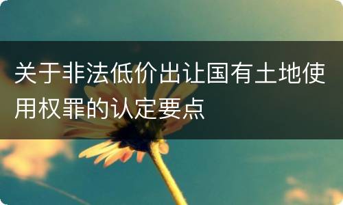 关于非法低价出让国有土地使用权罪的认定要点