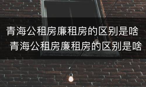 青海公租房廉租房的区别是啥 青海公租房廉租房的区别是啥呀