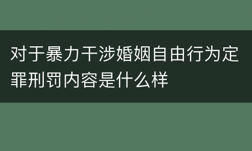 对于暴力干涉婚姻自由行为定罪刑罚内容是什么样
