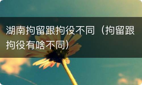 湖南拘留跟拘役不同（拘留跟拘役有啥不同）