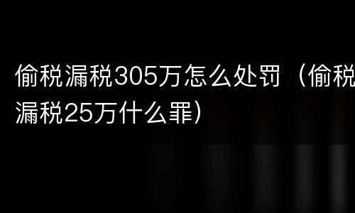 偷税漏税305万怎么处罚（偷税漏税25万什么罪）