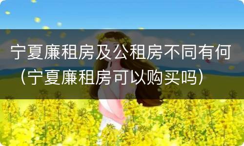 宁夏廉租房及公租房不同有何（宁夏廉租房可以购买吗）