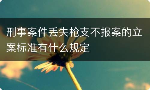 刑事案件丢失枪支不报案的立案标准有什么规定
