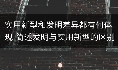 实用新型和发明差异都有何体现 简述发明与实用新型的区别有哪些