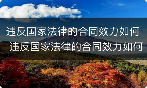 违反国家法律的合同效力如何 违反国家法律的合同效力如何处罚