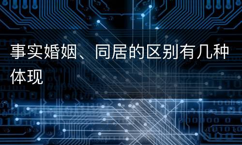 事实婚姻、同居的区别有几种体现